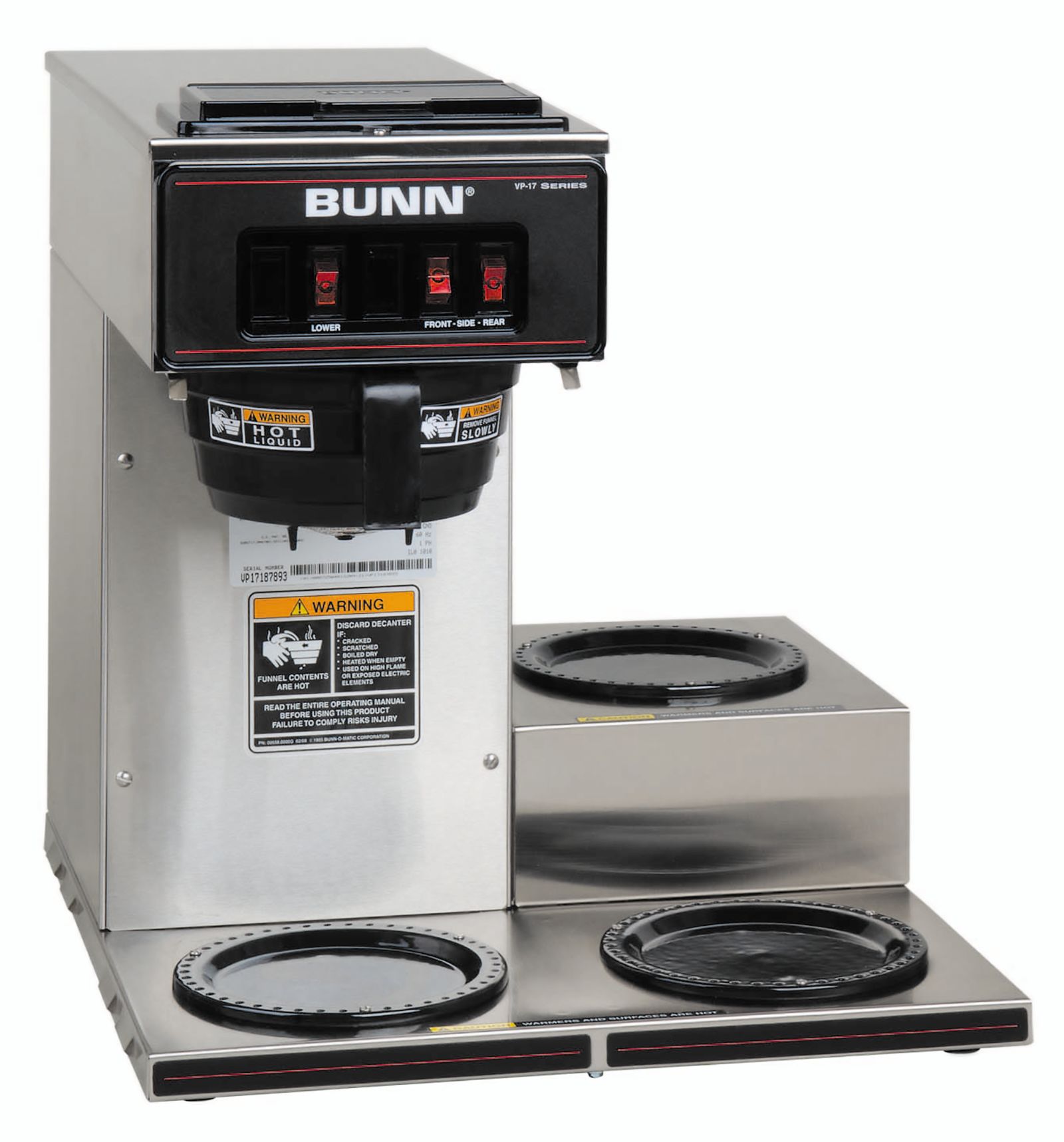 VP17-3, Stainless (3 Lower Warmers) - Coffee - BUNN Commercial Site