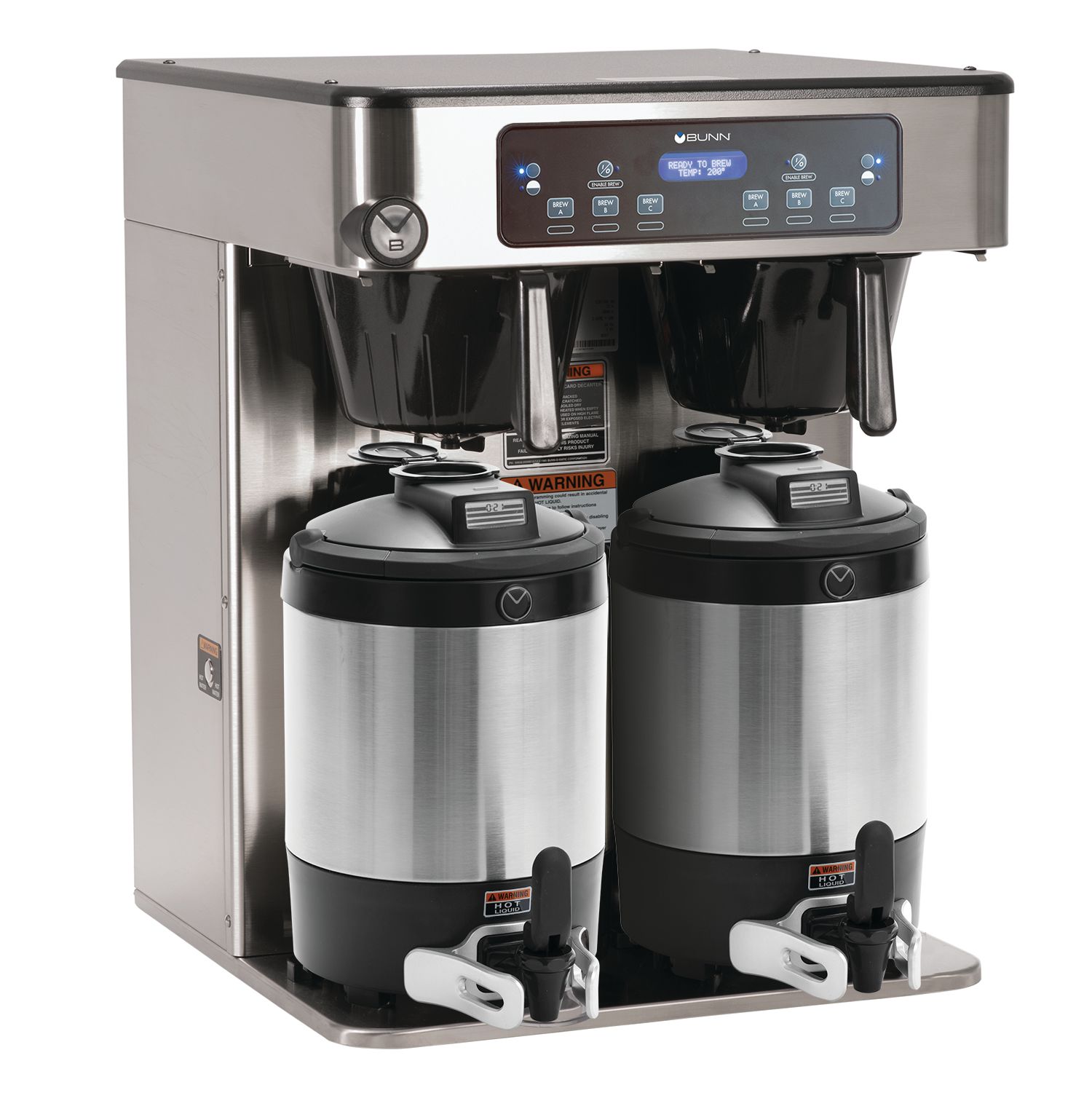 Bunn 51200.0102 Stainless Steel ICB Twin Soft Heat Automatic Coffee Brewer  - 120-208 Volts 6000 Watts - Culinary Depot